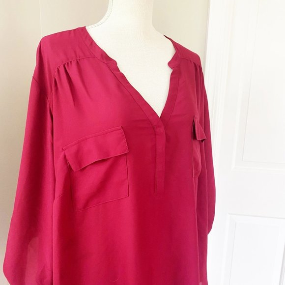 Torrid Burgundy Button Down Shirt - Picture 2 of 8